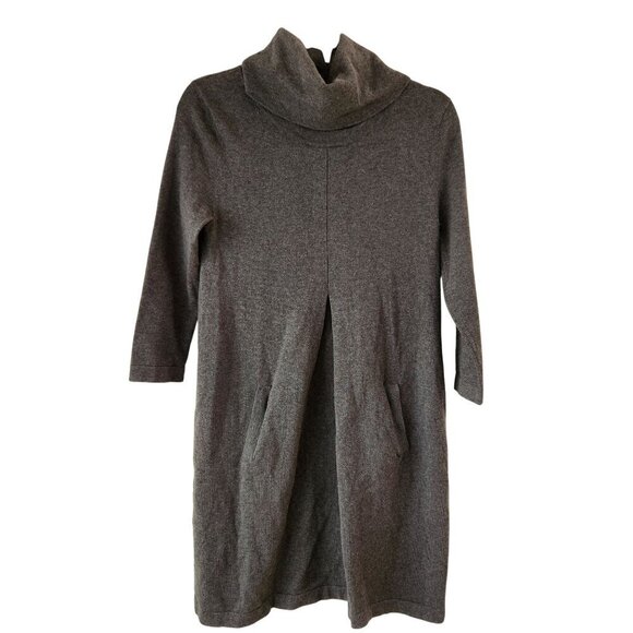 Tyler Boe Cashmere Blend Grey Knit Kim Sweater Dress Turtleneck Pockets XS - Picture 2 of 7